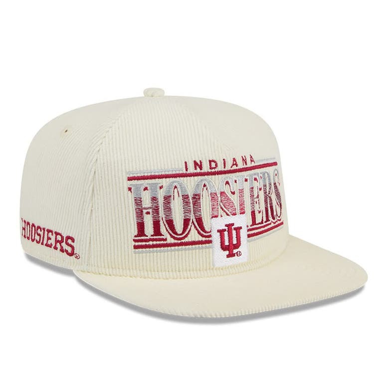 Shop New Era White Indiana Hoosiers Throwback Golfer Corduroy Snapback Hat In Cream