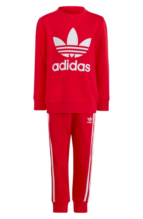 adidas Kids' Adicolor Crewneck Sweatshirt & Joggers Set in Better Scarlet at Nordstrom, Size 4T