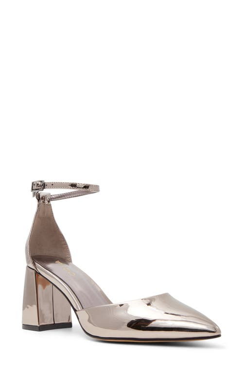 Aldo Jan Ankle Strap Pointed Toe Pump In Pewter