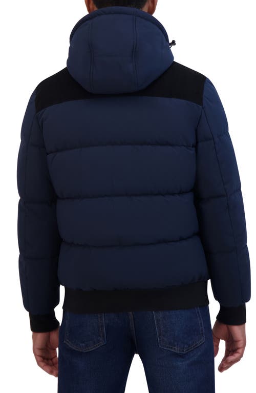 Nautica Water Resistant Mixed Media Bomber Jacket In Navy