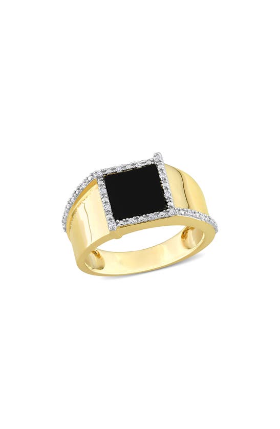 Shop Delmar Diamond & Onyx Ring In Black