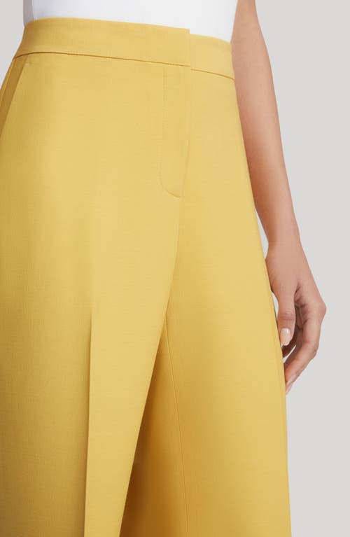 Shop Lafayette 148 New York Gates Wool & Silk Crepe Straight Leg Trousers In Canary Yellow