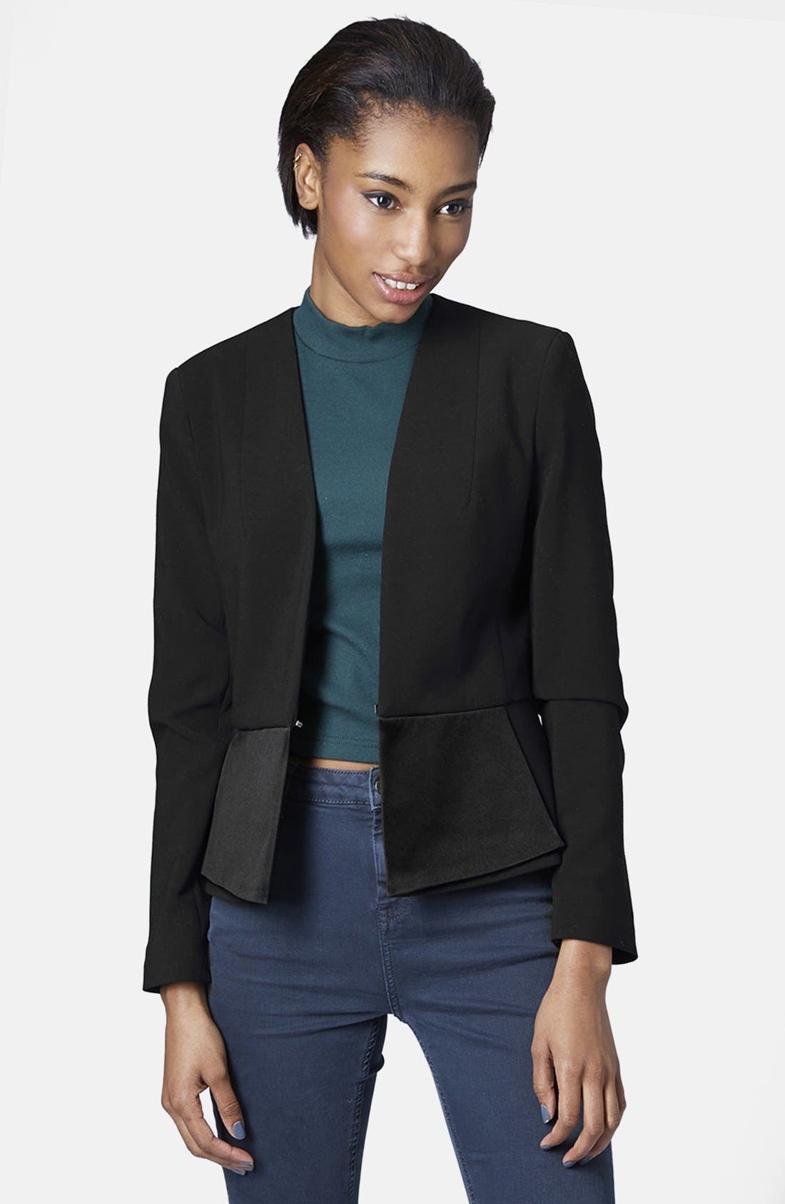 'Jenny' Satin Peplum Blazer Nordstrom