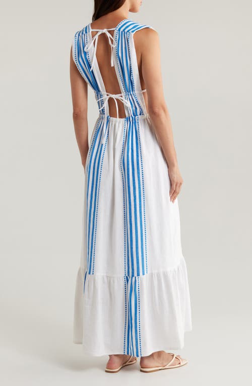 Shop Lemlem Lelisa Plunge Maxi Dress In Eshe Blue