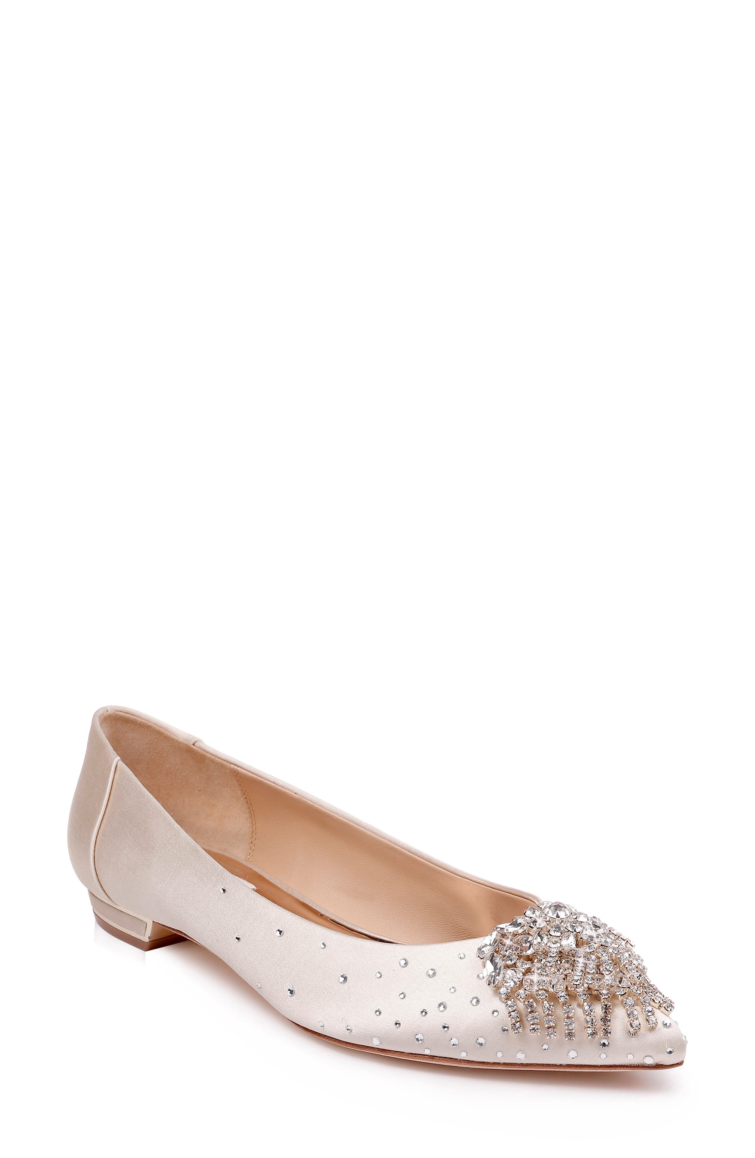 Badgley Mischka Lailah Embellished Skimmer Flat- Ivory