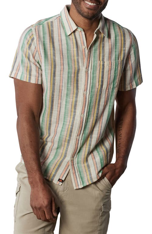 Freshwater Short Sleeve Button-Up Shirt in Sherbet Stripe