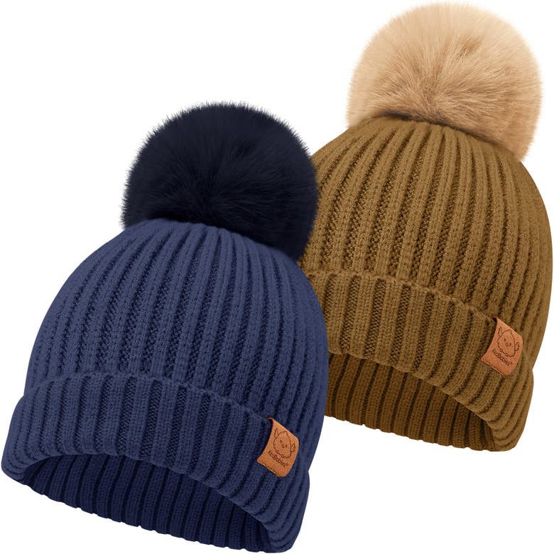 Keababies 2-pack Pom Knitted Beanie In Blast