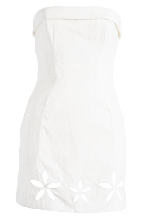 Mistress Rocks Embroidered Strapless Cocktail Minidress In Cloud