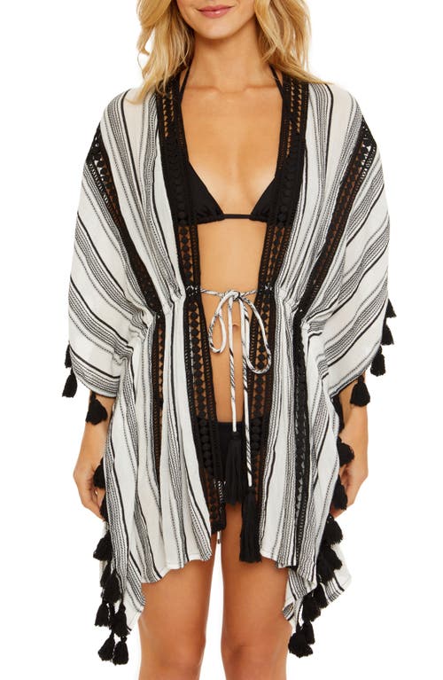 Shop Soluna Stripe Cotton Blend Cover-up In White/black