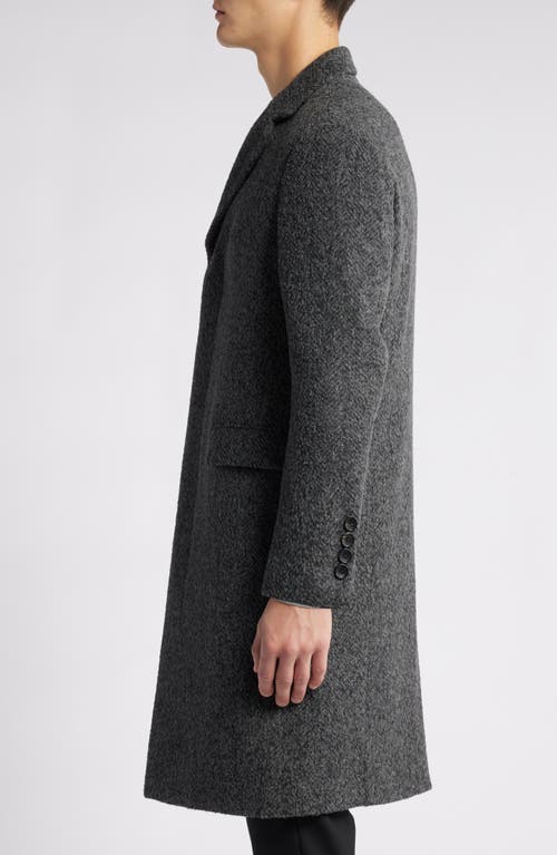 Cardinal Of Canada Mercer Herringbone Wool Blend Coat In Charcoal Herringbone