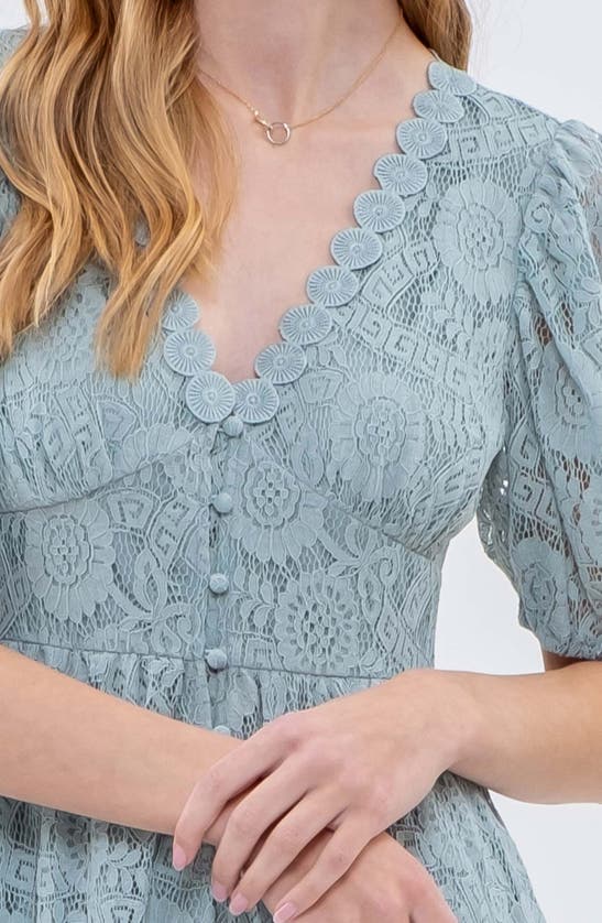 Shop Blu Pepper Lace Short Sleeve Maxi Dress In Light Teal