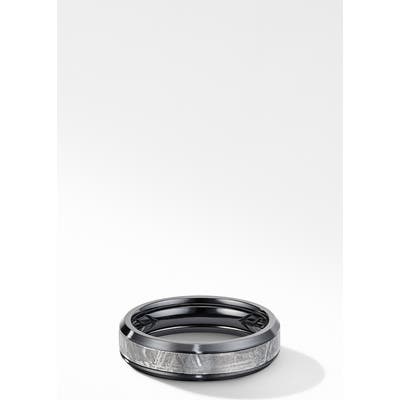 David Yurman Beveled Band Ring In Black Titanium With Meteorite