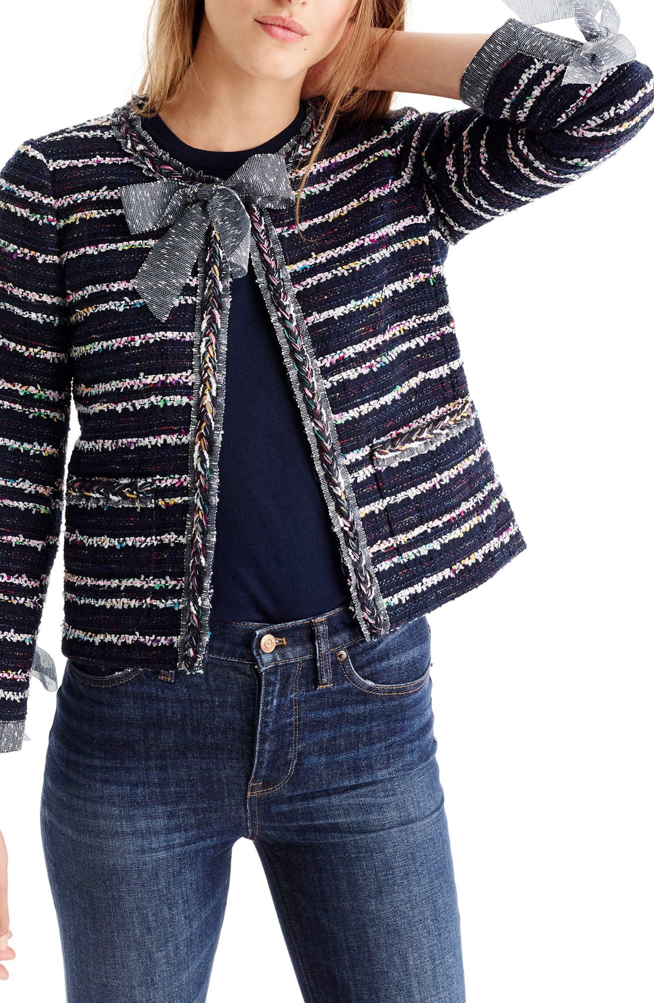 J.Crew Tie Detail Tweed Lady Jacket (Regular & Petite) Nordstrom