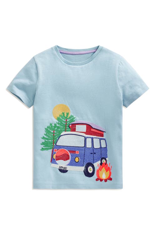 Shop Mini Boden Kids' Vehicle Embroidered T-shirt In Vintage Blue Campervan