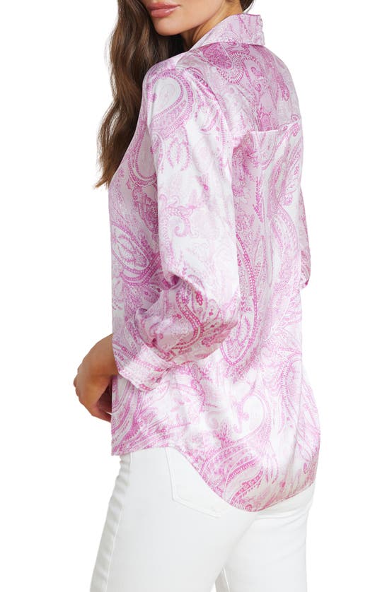 Shop L Agence Dani Paisley Print Silk Button-up Shirt In Lilac Snow Decorated Paisley