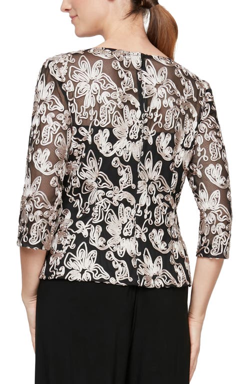 Alex Evenings Embellished Tulle Blouse In Black/white