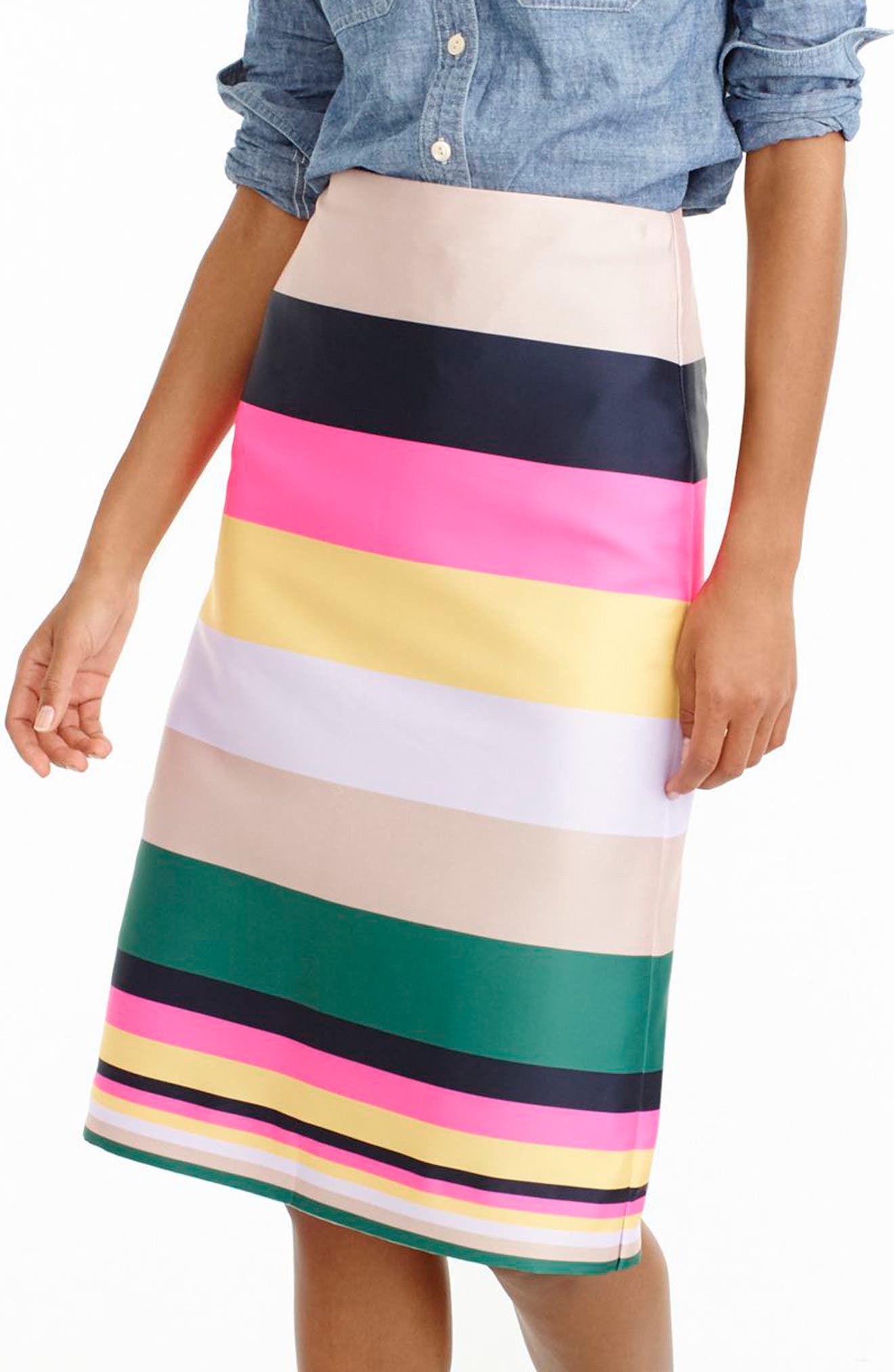 J.Crew Pop Stripe Skirt (Regular & Petite) Nordstrom
