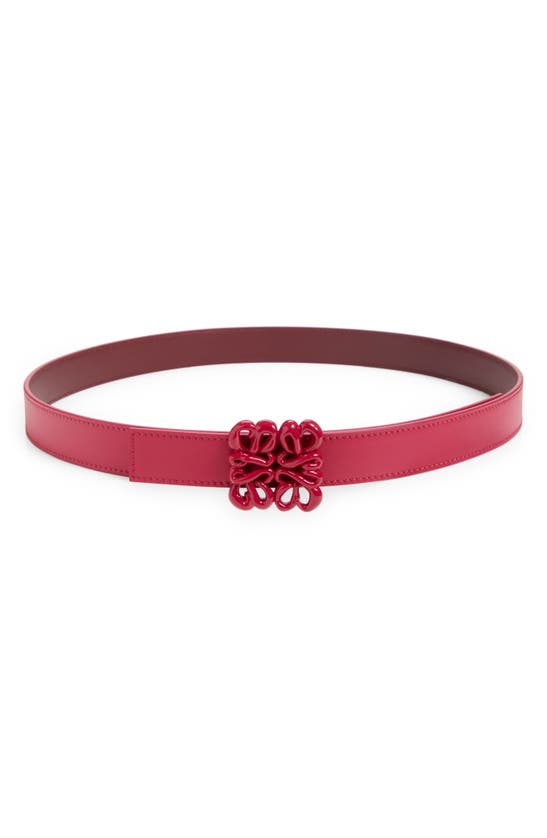Loewe Anagram Leather Belt In Rouge Blossom