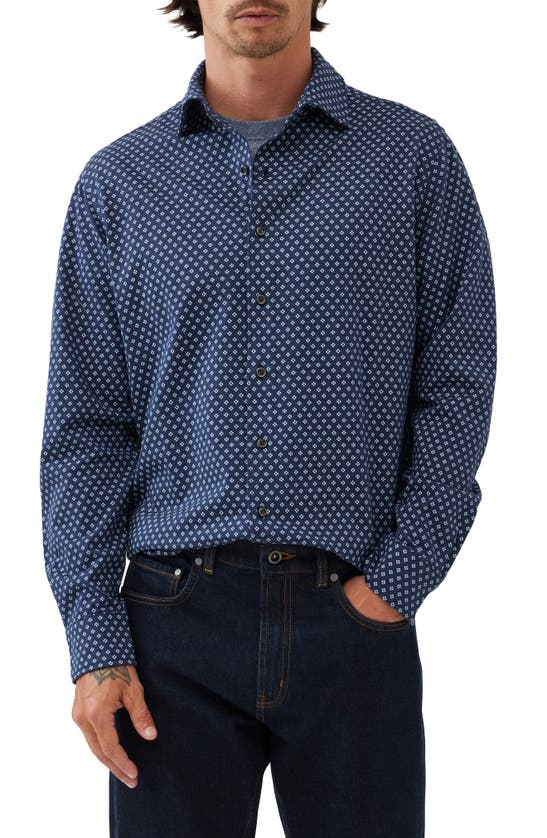 Shop Rodd & Gunn Woodend Foulard Print Cotton Button-up Shirt In Navy