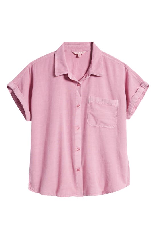 Shop Lucky Brand Cotton & Linen Button-up Top In Smoky Grape
