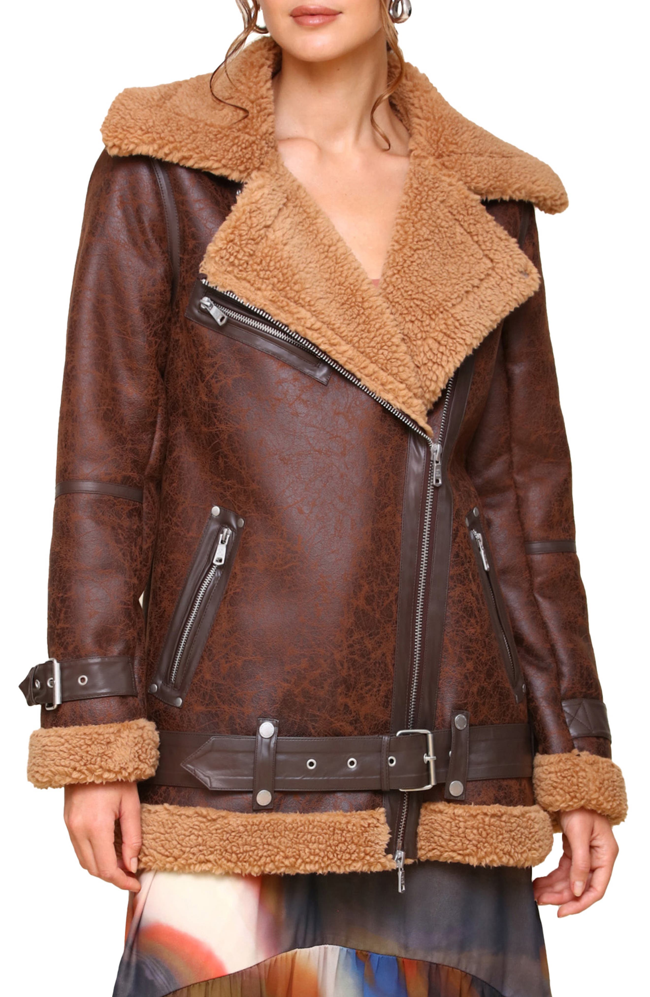 Trench Coat Avec Les Filles Long Sherpa Biker Coat Avec Les Filles