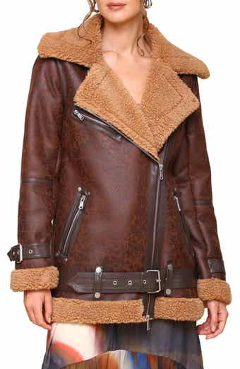 Avec les filles shearling biker jacket clearance