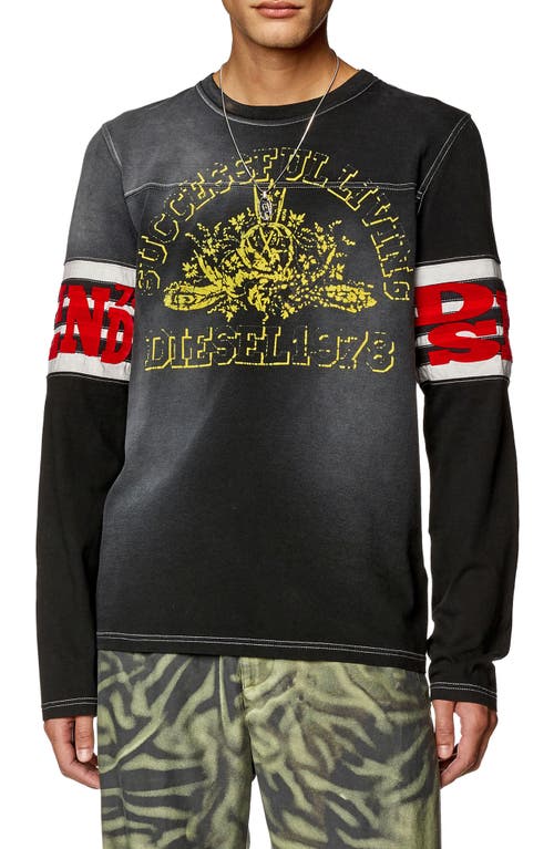 DIESEL Graphic Long Sleeve T-Shirt Black at Nordstrom,