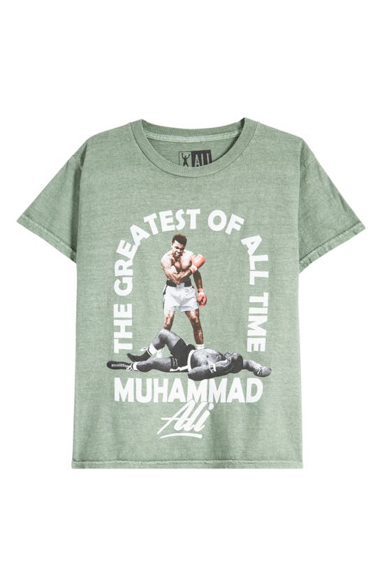 Shop Philcos Kids' Muhammad Ali Cotton Graphic T-shirt In Green Pigment