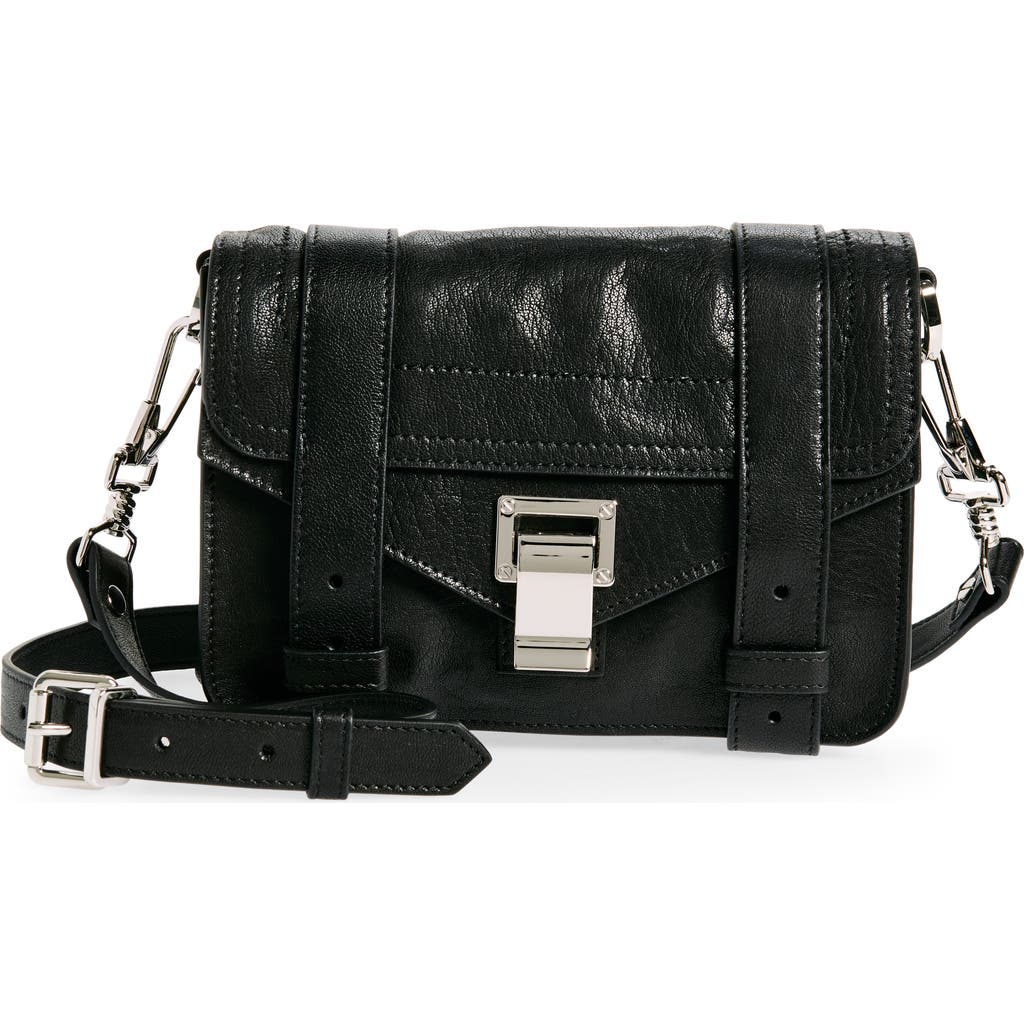 Proenza Schouler Mini Ps1 Leather Crossbody Bag In Black/black
