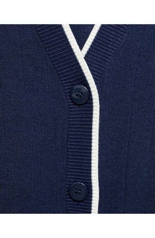 Mango Cardigan With Contrasting Finish Dark Navy In Dark Navy