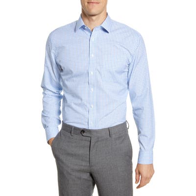 Nordstrom Shop Smartcare(TM) Trim Fit Check Dress Shirt - Blue