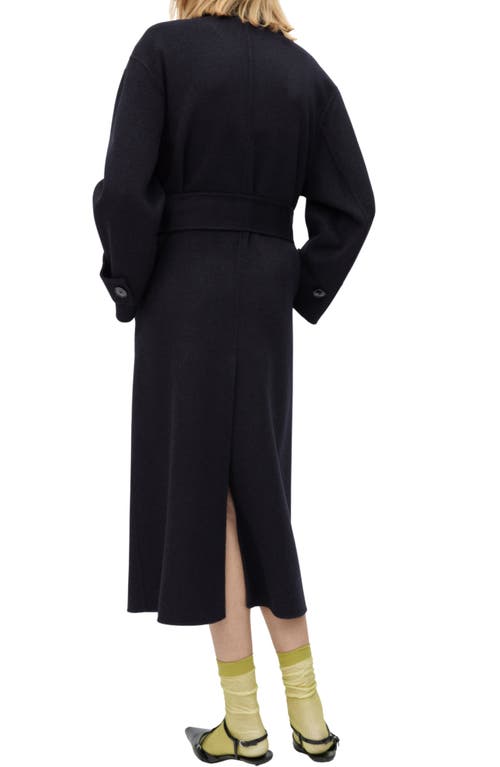 Mango Women's Double-breasted Wool Coat In Dark Navy
