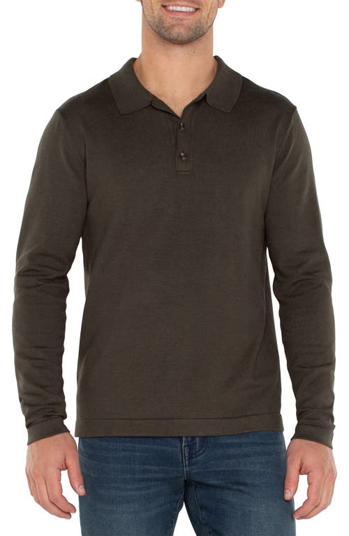 Shop Liverpool Long Sleeve Polo Sweater In Olive