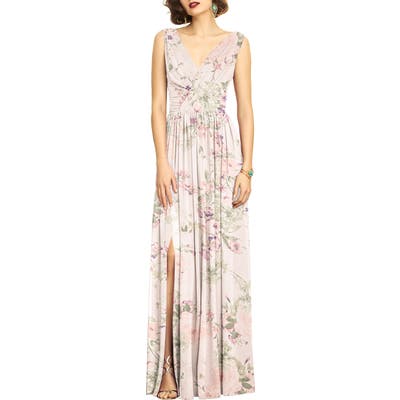Dessy Collection Lux V-Neck Chiffon Gown, Ivory