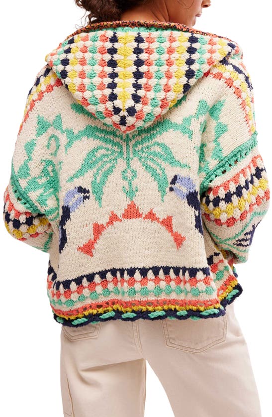 Shop Free People Baja Baby Crochet Open Front Hooded Cardigan In Baja Combo