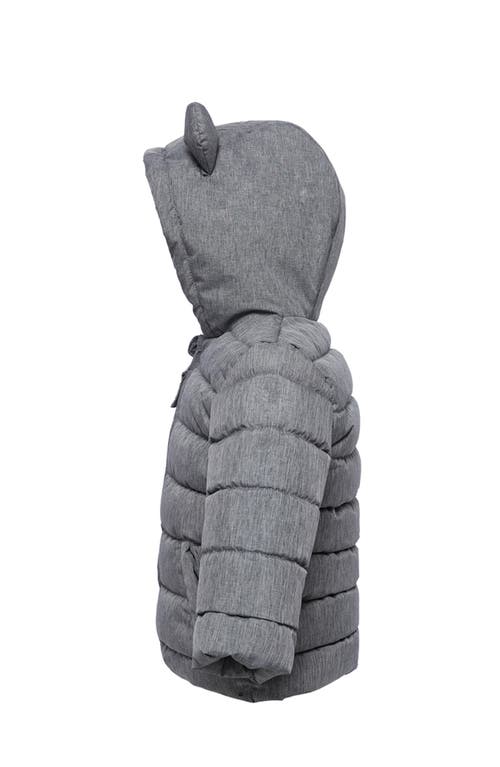 Rokka&rolla Baby Bear Fleece Hooded Puffer Jacket In Gray Textured