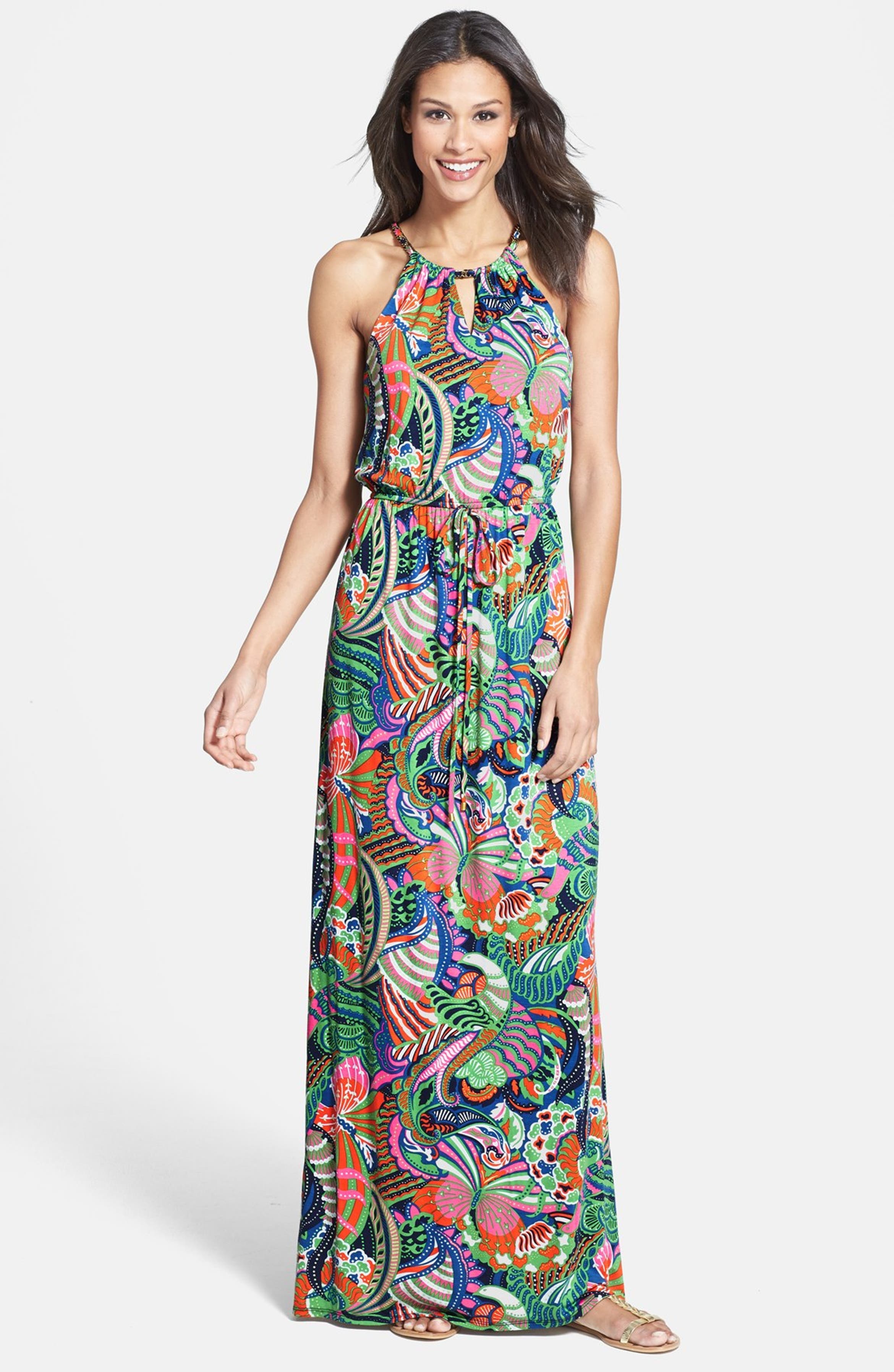 Laundry by Shelli Segal Front Keyhole Print Maxi Dress | Nordstrom