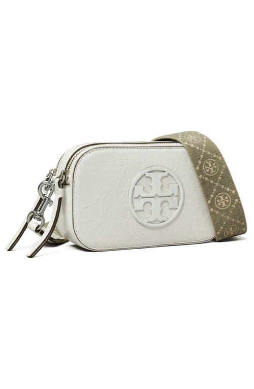 Shop Tory Burch Mini Miller Crinkle Leather Crossbody Bag In Blanc