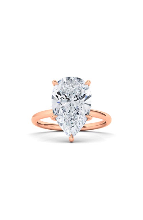 Shop Hautecarat Pear Cut Lab Created Diamond Ring In 2.00 Ctw 18k Rose Gold