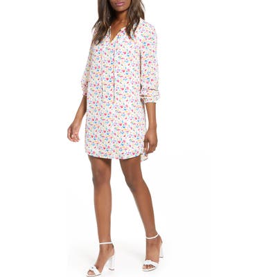 Petite Gibson X Living In Yellow Holly Split Neck Long Sleeve Shirtdress, Blue (Regular & Petite) (Nordstrom Exclusive)
