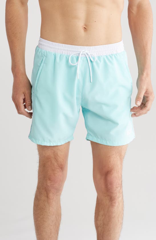 Hugo Boss Starfish Recycled Polyester Swim Trunks In Open Green