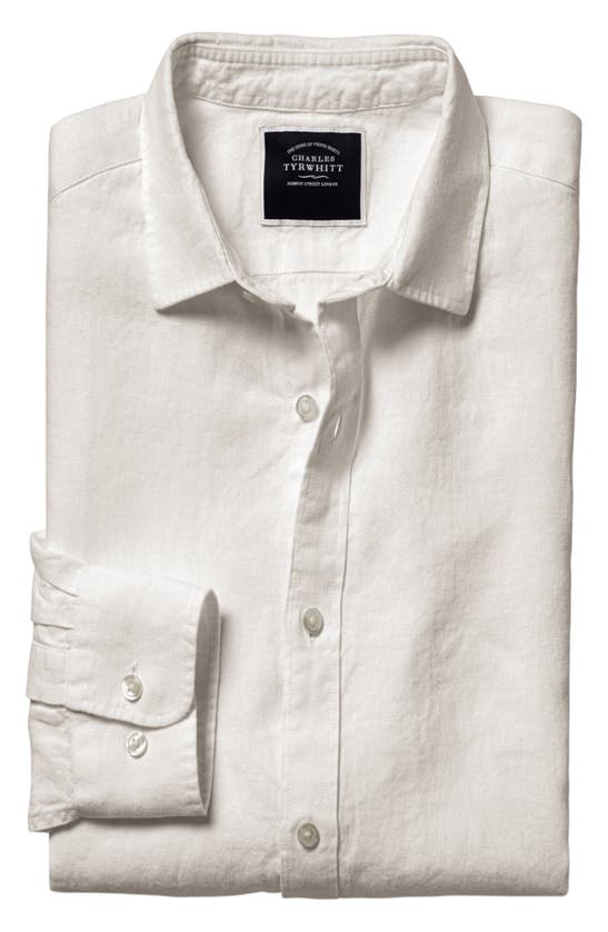 Charles Tyrwhitt Slim Fit Linen Dress Shirt In White