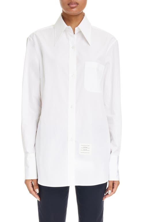 Thom Browne Exaggerated Collar Easy Fit Cotton Button-Up Shirt White at Nordstrom, Us