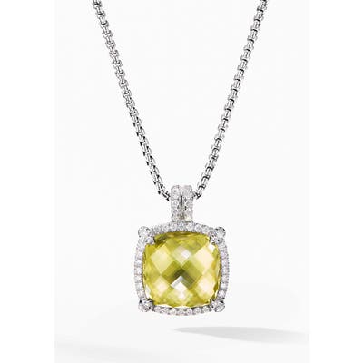 David Yurman Chatelaine Pave Bezel Pendant Necklace