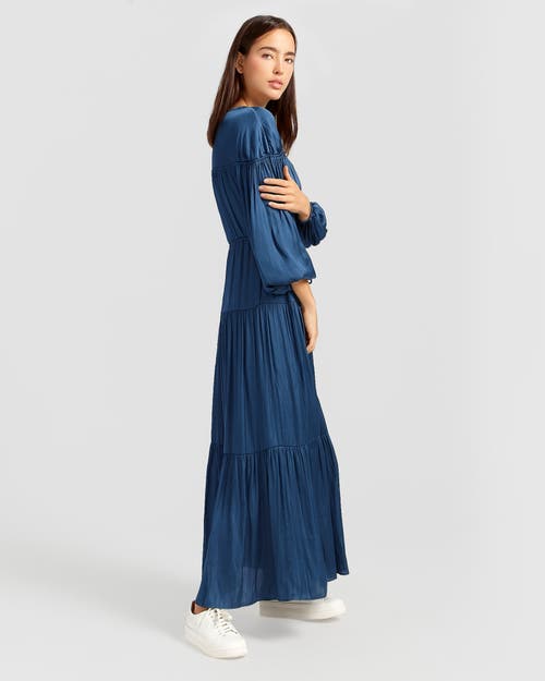Belle & Bloom Window Seat Tiered Maxi Dress In Blue