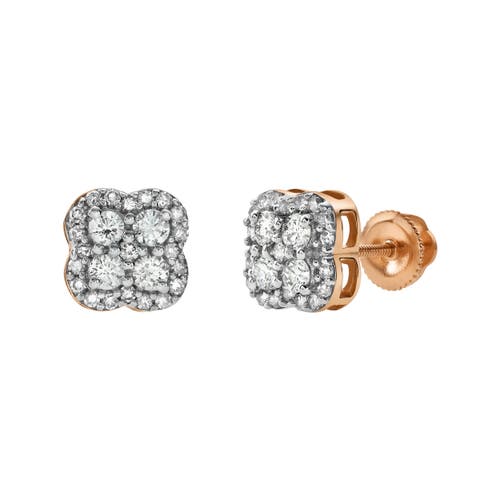 Shop Luvmyjewelry Clover 14k Gold Diamond Stud Earrings In 14k Rose Gold