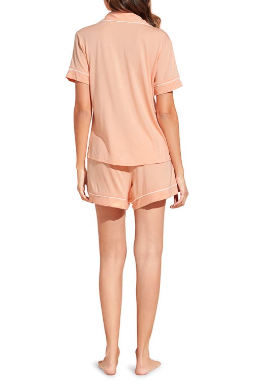 Shop Eberjey Gisele Relaxed Jersey Knit Short Pajamas In Peach Parfait/ivory