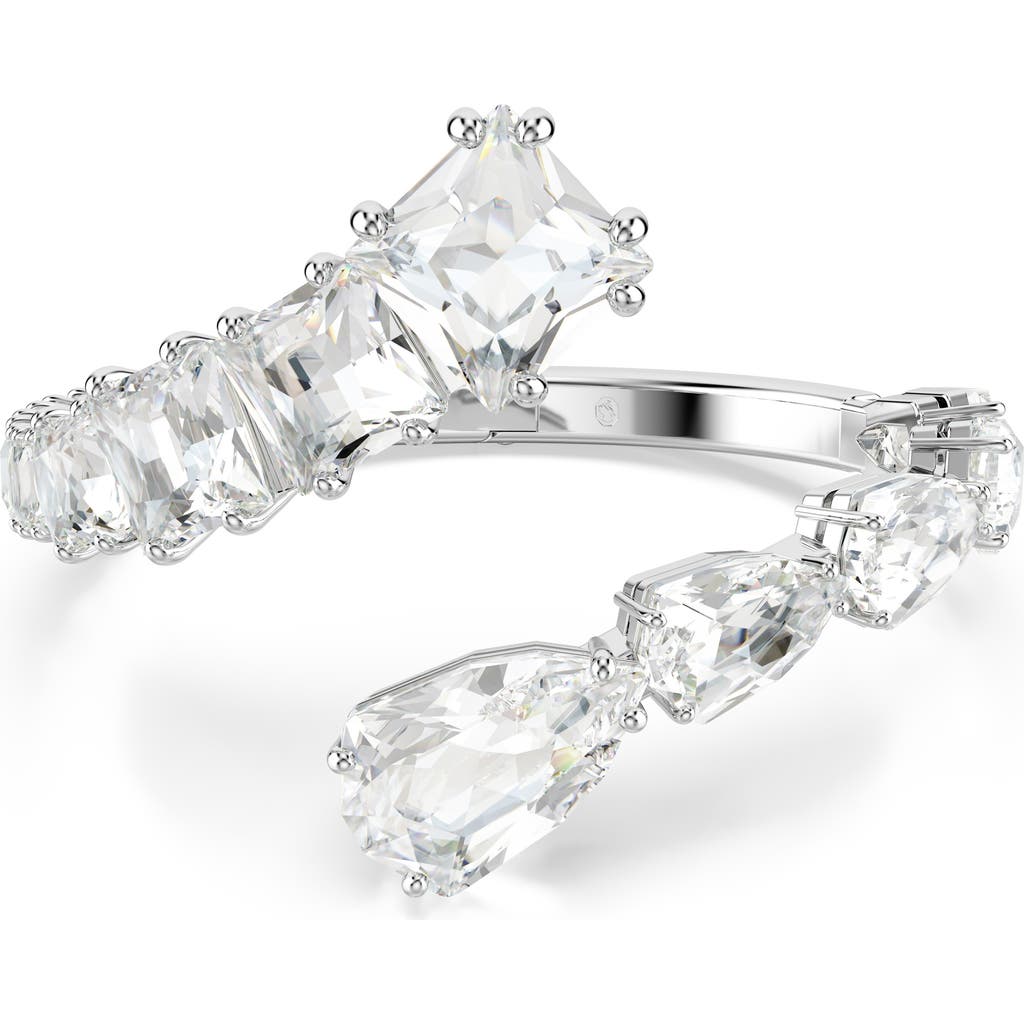 Swarovski Matrix Crystal Hinged Bangle In White/silver