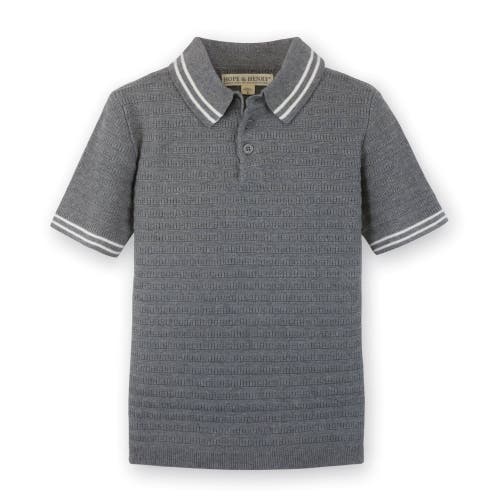 Hope & Henry Boys' Short Sleeve Sweater Polo, Kids In Gray Heather