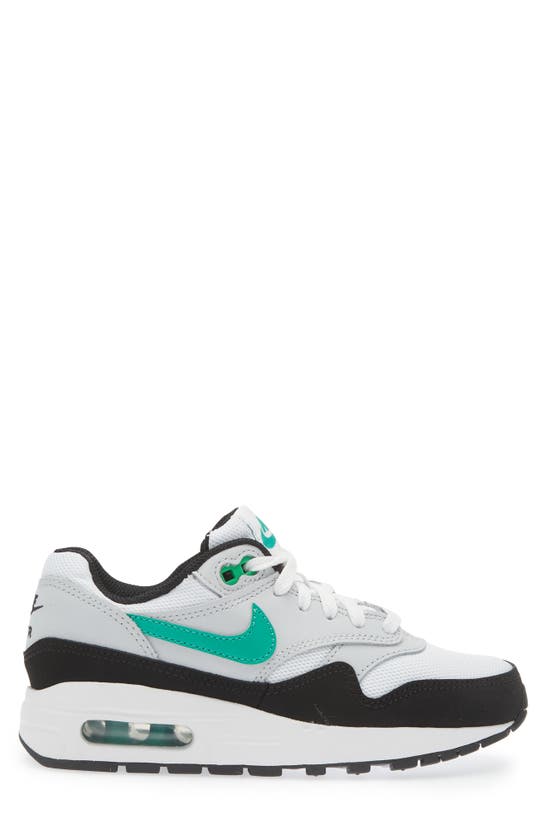 Shop Nike Kids' Air Max 1 Sneaker In White/ Green/ Platinum/ Black